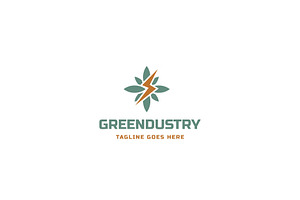 green leaves with industrial symbol, a Branding & Logo Template by ZHR Creative