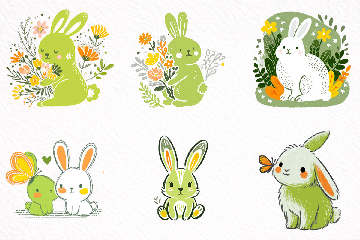 Spring Baby Bunny Clipart, an Illustration by DreamArtGraphic (Photo 2 of 8)