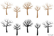 Bare tree silhouettes clipart set, an Illustration by Pravokrugulnik (Thumbnail 4 of 4)