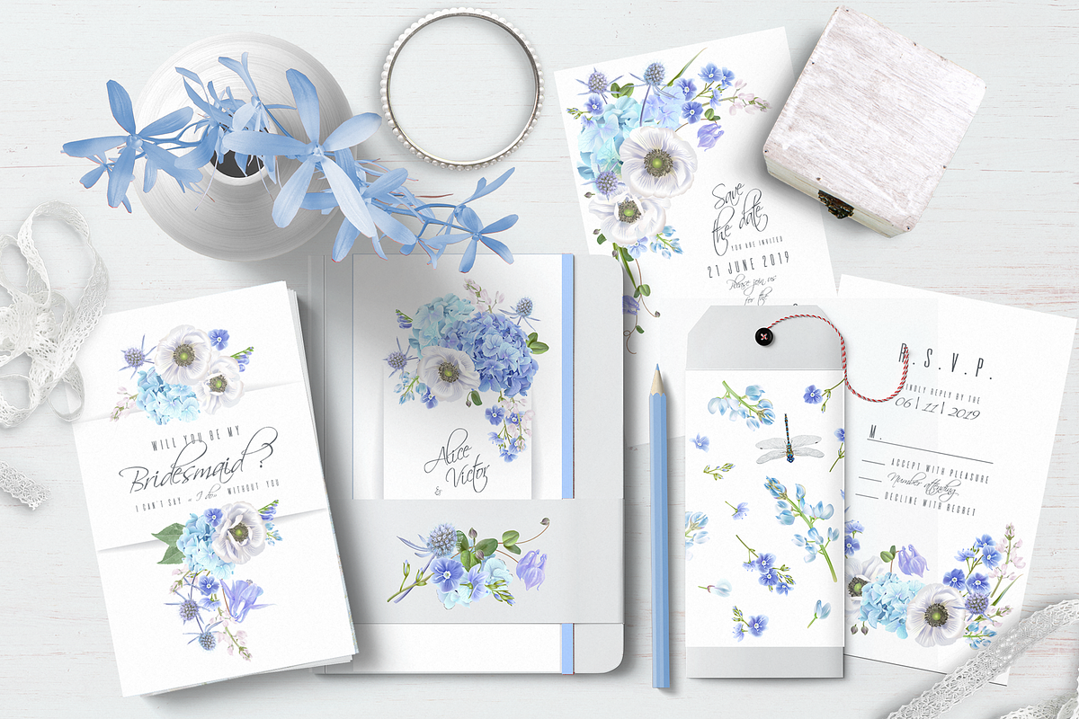 BLUE DREAM| CLIPART, a Decorative Illustration by Purple-Bird (Photo 3 of 20)