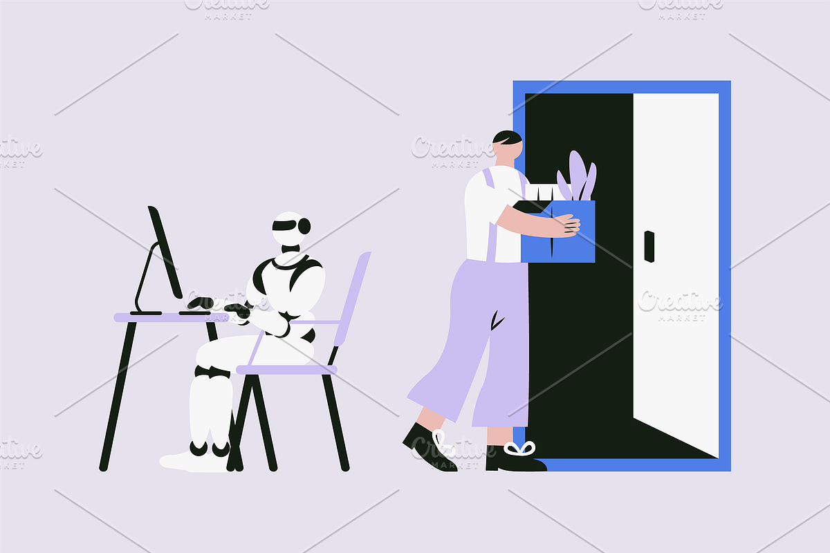 AI Robot vs Humanity Illustration, a Technology Illustration by Jump Studio (Photo 6 of 10)
