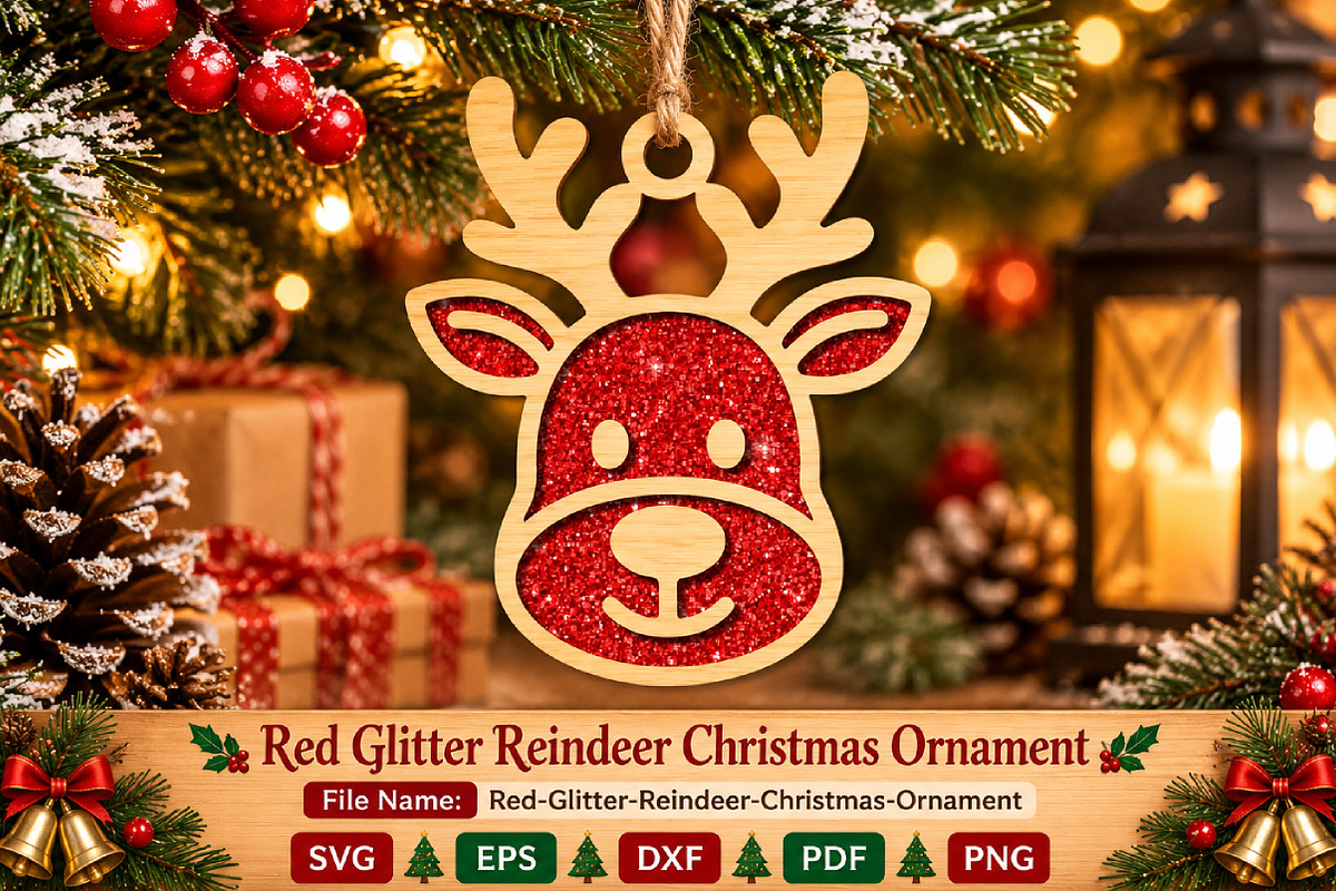 Reindeer Christmas Ornament SVG, an Object Graphic by DreamCafeArt (Photo 1 of 3)