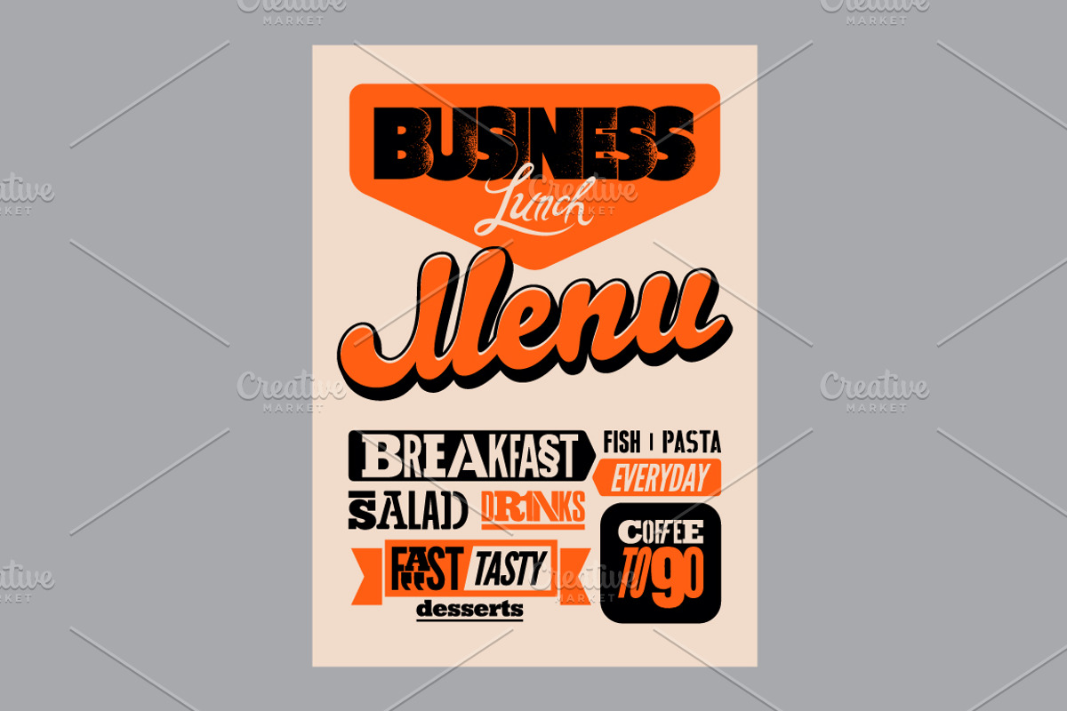 Business Lunch Menu vector designs., a Food Illustration by PoPaShop (Photo 10 of 10)