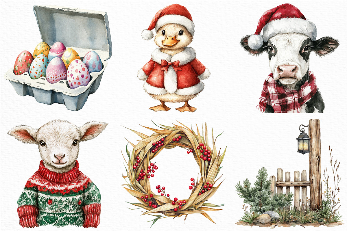 Christmas Farm Sublimation Clipart, an Illustration by Craft Nest (Photo 2 of 6)