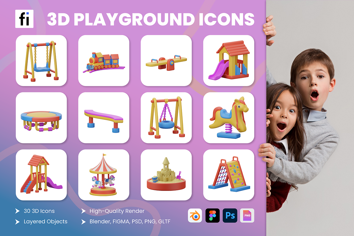 3D Play Area Icon Set, an Object 3D Model by Flat Icons (Photo 1 of 8)
