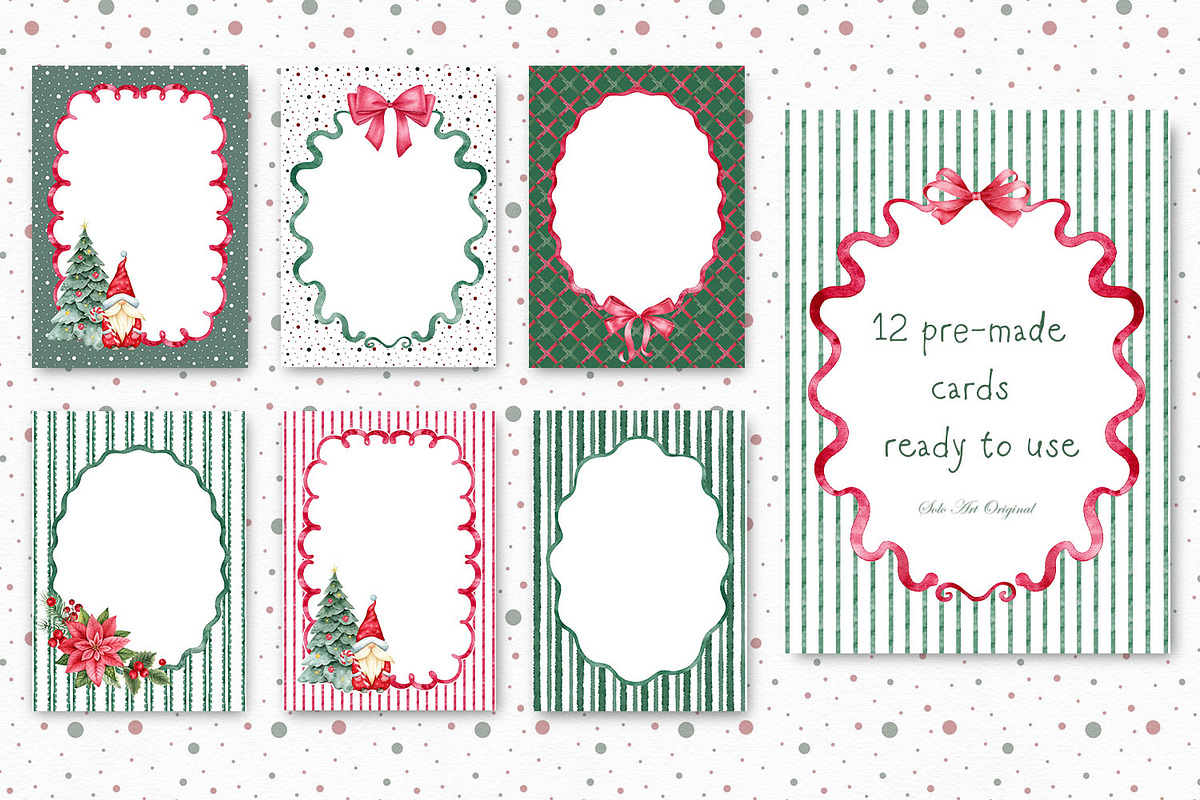 Christmas Watercolor Frames Cards, an Object Graphic by Solo Art Original (Photo 7 of 12)