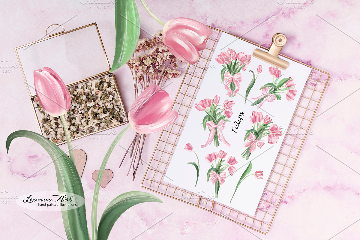 Tulips Clipart Set, a Seasonal Illustration by Leonaa art (Photo 2 of 8)