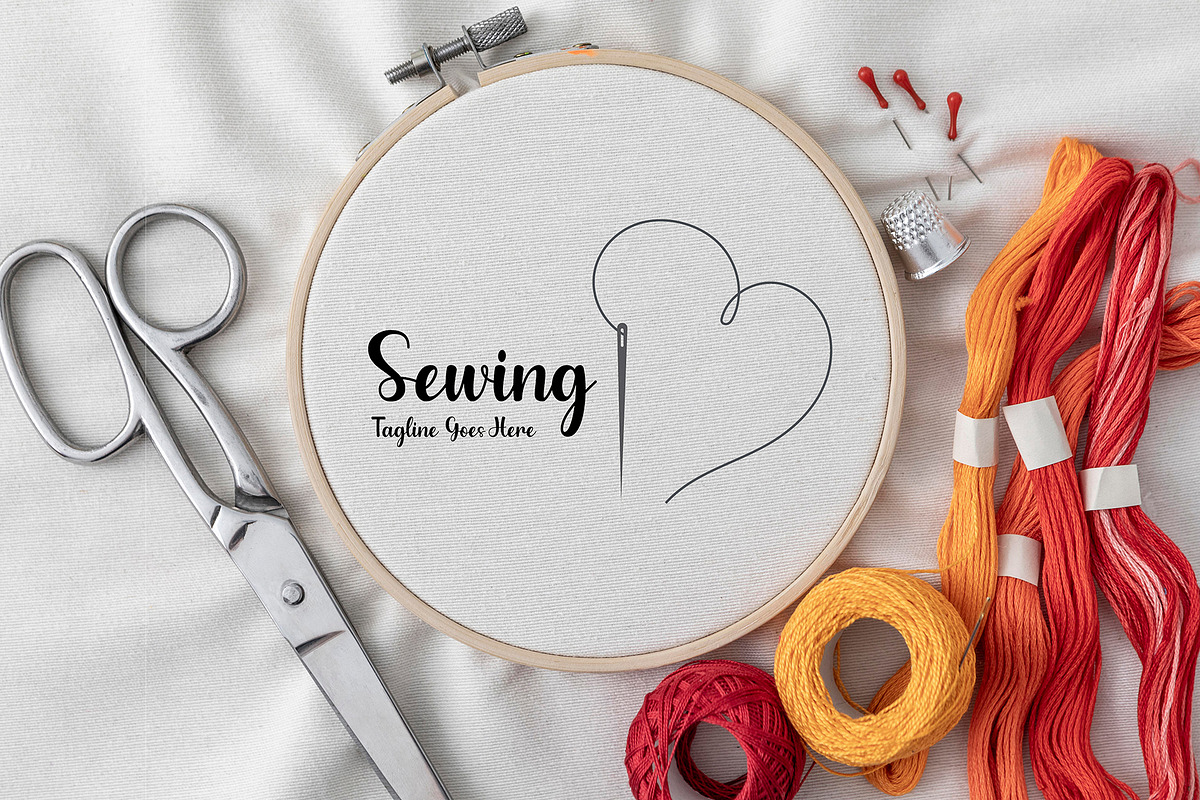 Modern Sewing & Heart Logo Template, a Branding & Logo Template by YUDesignStore (Photo 5 of 8)
