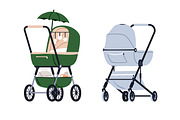 Strollers, prams, baby carriages set, a Transportation Illustration by Good Studio (Thumbnail 3 of 6)