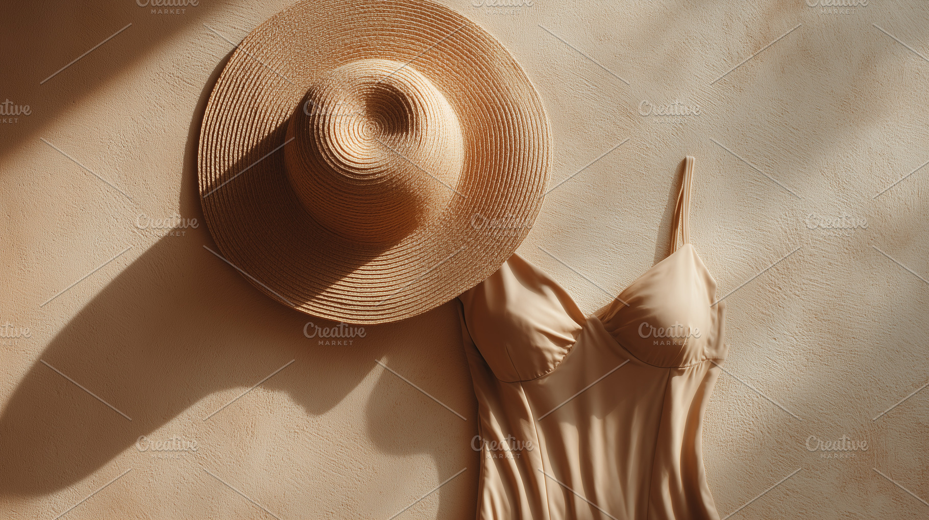 Beige sunhat and matching swimsuit, a Beauty & Fashion Photo by MistyDay