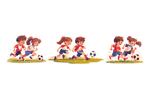 Boy girl football players. Children, a Sport Illustration by Stock-Smart-Start