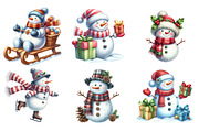 Snowman Winter Clipart Bundle, an Illustration by SinaCreation (Thumbnail 4 of 7)