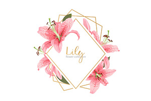 Wedding invitation with lily flowers