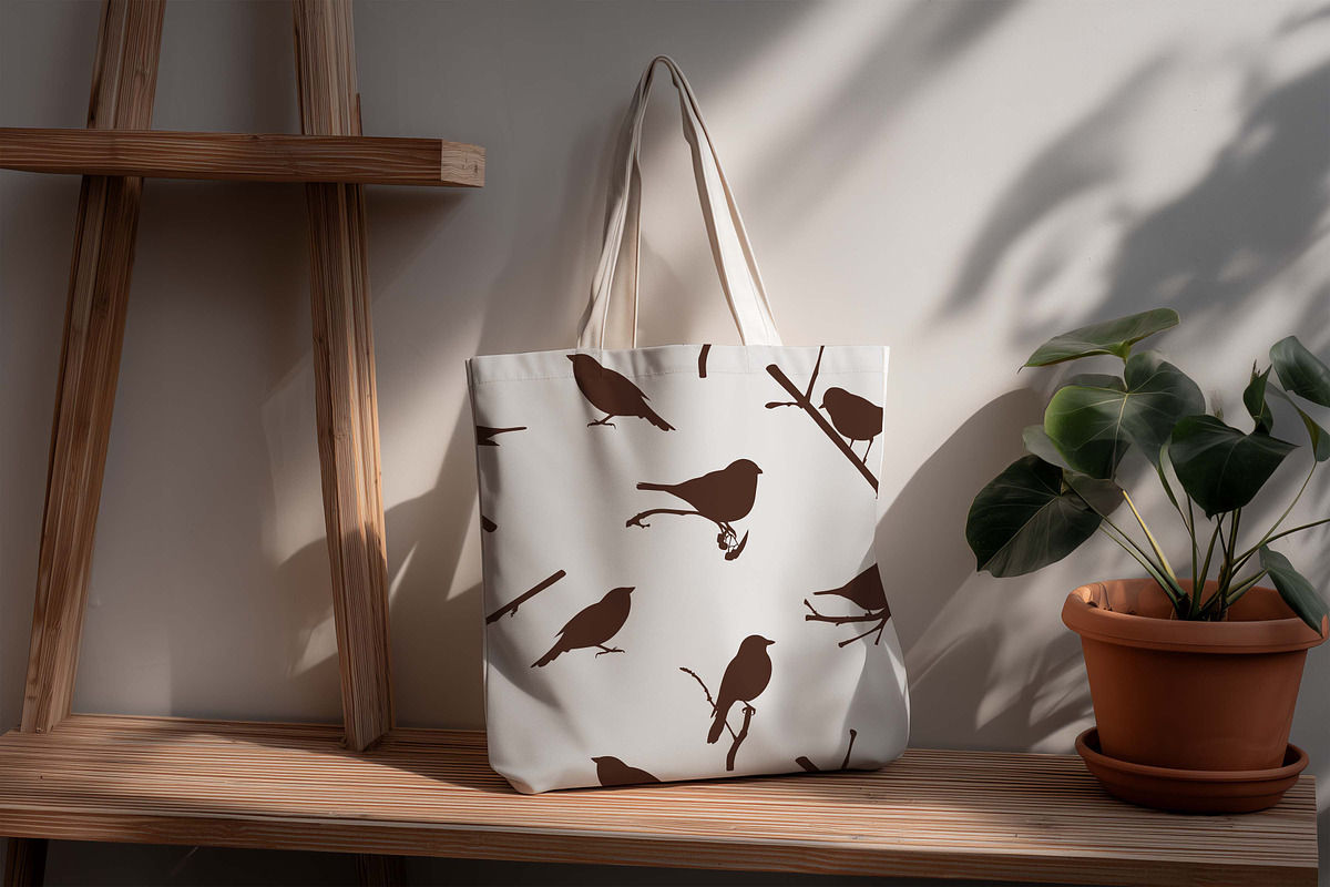 Seamless pattern birds on branch, a Pattern Graphic by Viktorijareut (Photo 2 of 5)