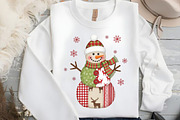 Patchwork Christmas Snowman PNG, an Illustration by Black Bird Studio (Thumbnail 2 of 4)