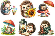 Cute Autumn Hedgehog Garden Clipart, an Illustration by Designking (Thumbnail 3 of 4)