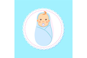 Baby Shower Greeting Card Swaddled