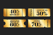 Golden Discount Coupons Set, a Decorative Illustration by PsychocheArt (Thumbnail 1 of 6)