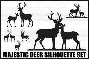 Majestic Deer Forest Silhouettes, an Illustration by hafijul