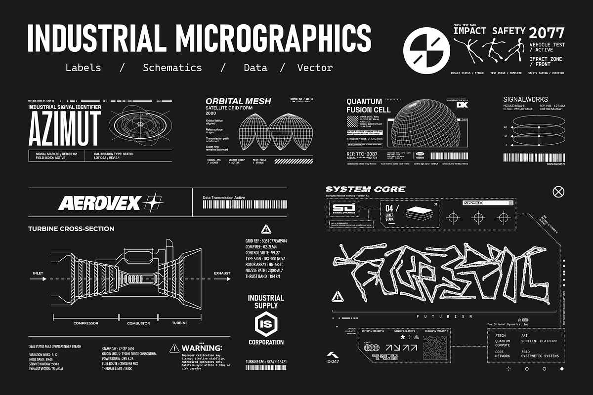Industrial Micrographics Vector Pack, an Object Graphic by SergeyBitos (Photo 1 of 11)