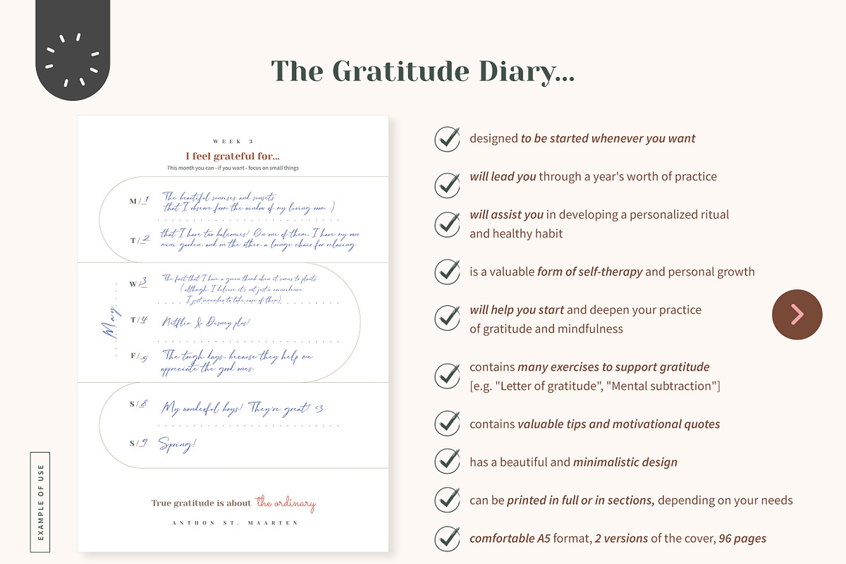 Digital Grateful Diary in PDF, a Stationery Template by Mocca Mockups Store (Photo 5 of 10)