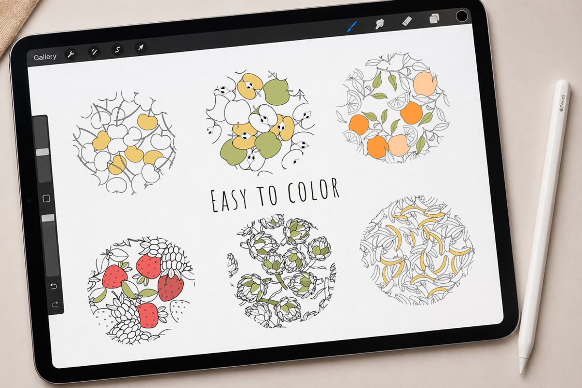 Fruit & Vegetable Pattern Brushes, a Brush Add-On by Mari_Caliart (Photo 6 of 14)