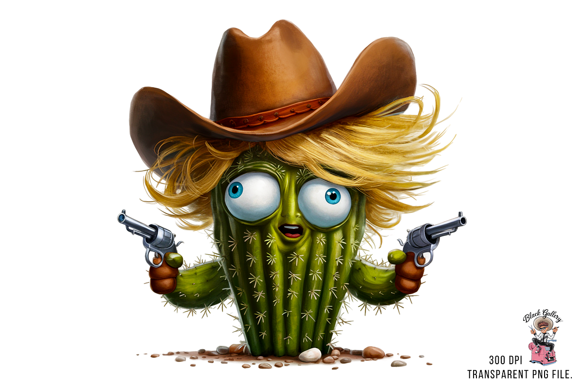 Cactus with Cowboy Hat PNG Bundle, a Graphic by Clipart Bloom (Photo 10 of 15)