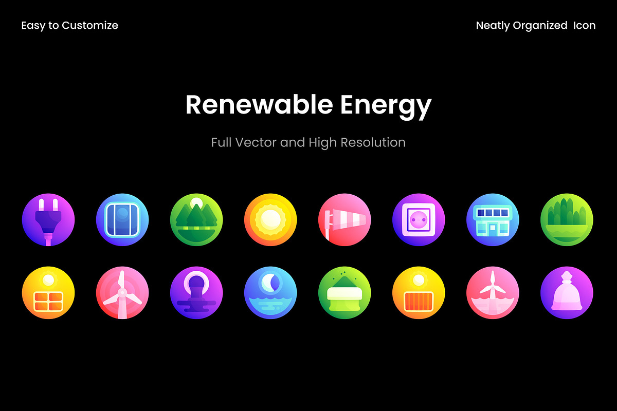 Renewable Energy Icon Set, a Duotone Icon by Wencory (Photo 2 of 2)
