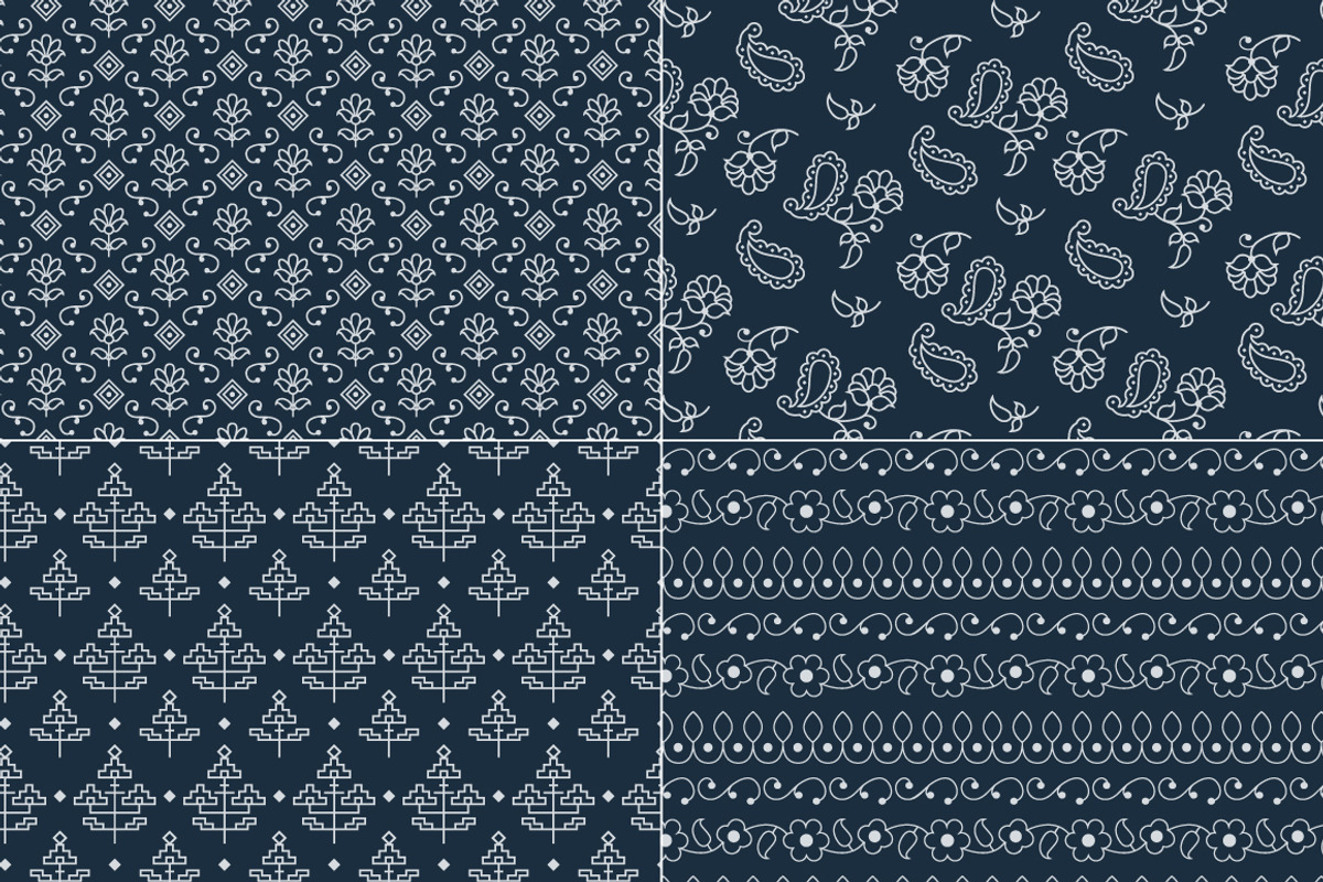 Indigo Blue Seamless Indian Patterns, a Pattern Graphic by Melissa Held ...