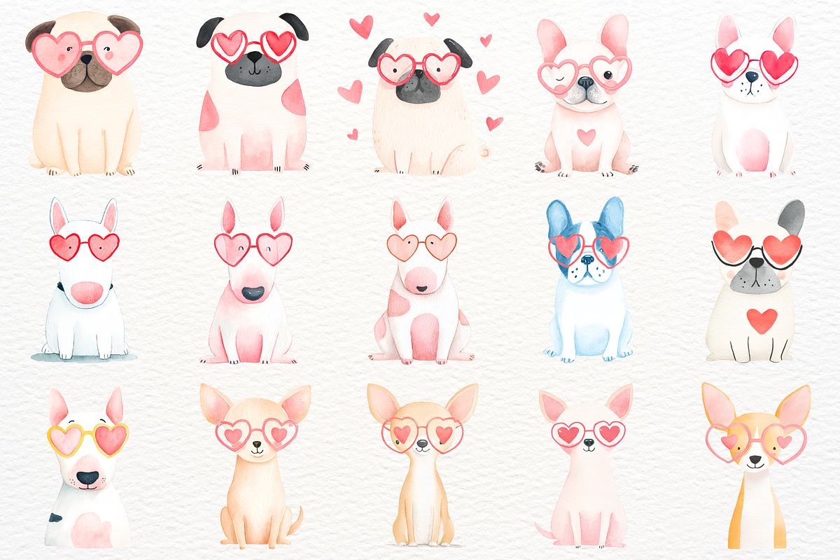 Valentine's Day Dogs Clipart PNG, an Animal Illustration by SugarCloudStudioArt (Photo 6 of 10)
