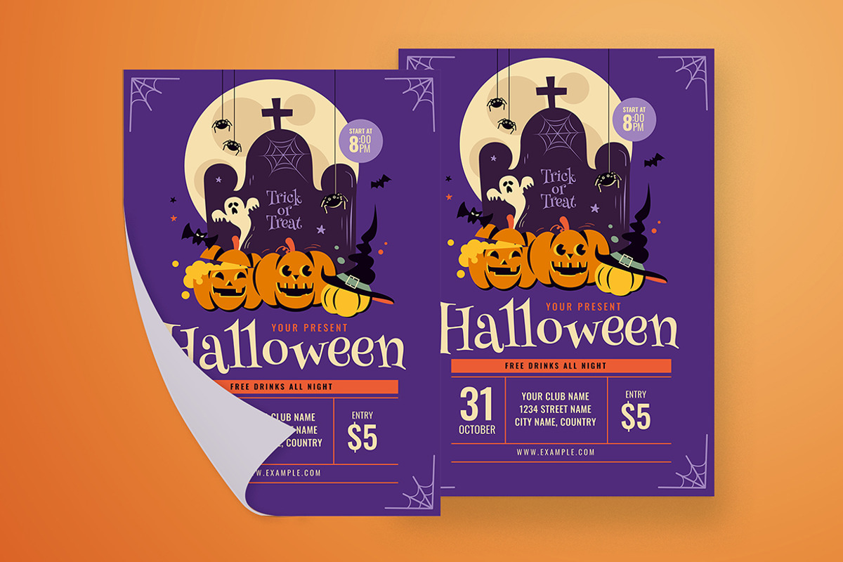 Halloween Trick or Treat Flyer, a Flyer Template by Esui Studio (Photo 3 of 4)