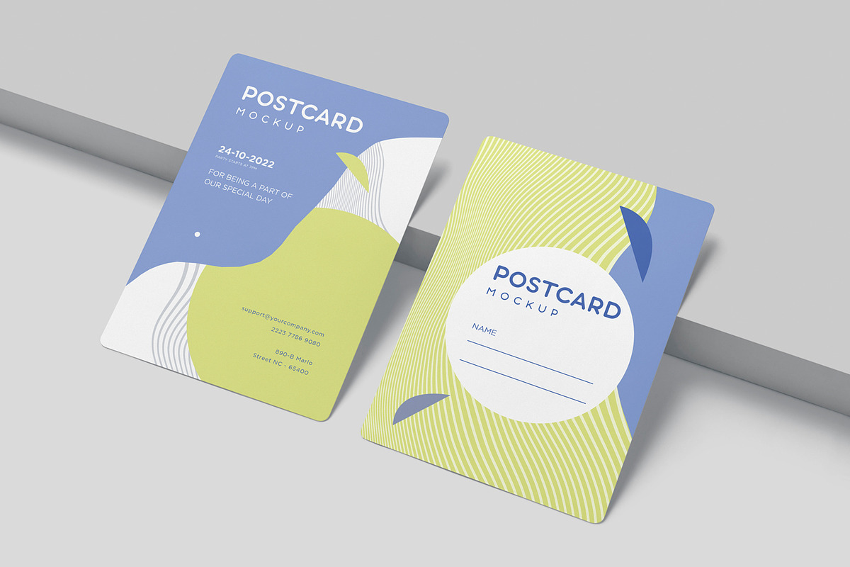 7x5 Round Edge Postcard Mockups, a Product Mockup by GfxFoundry