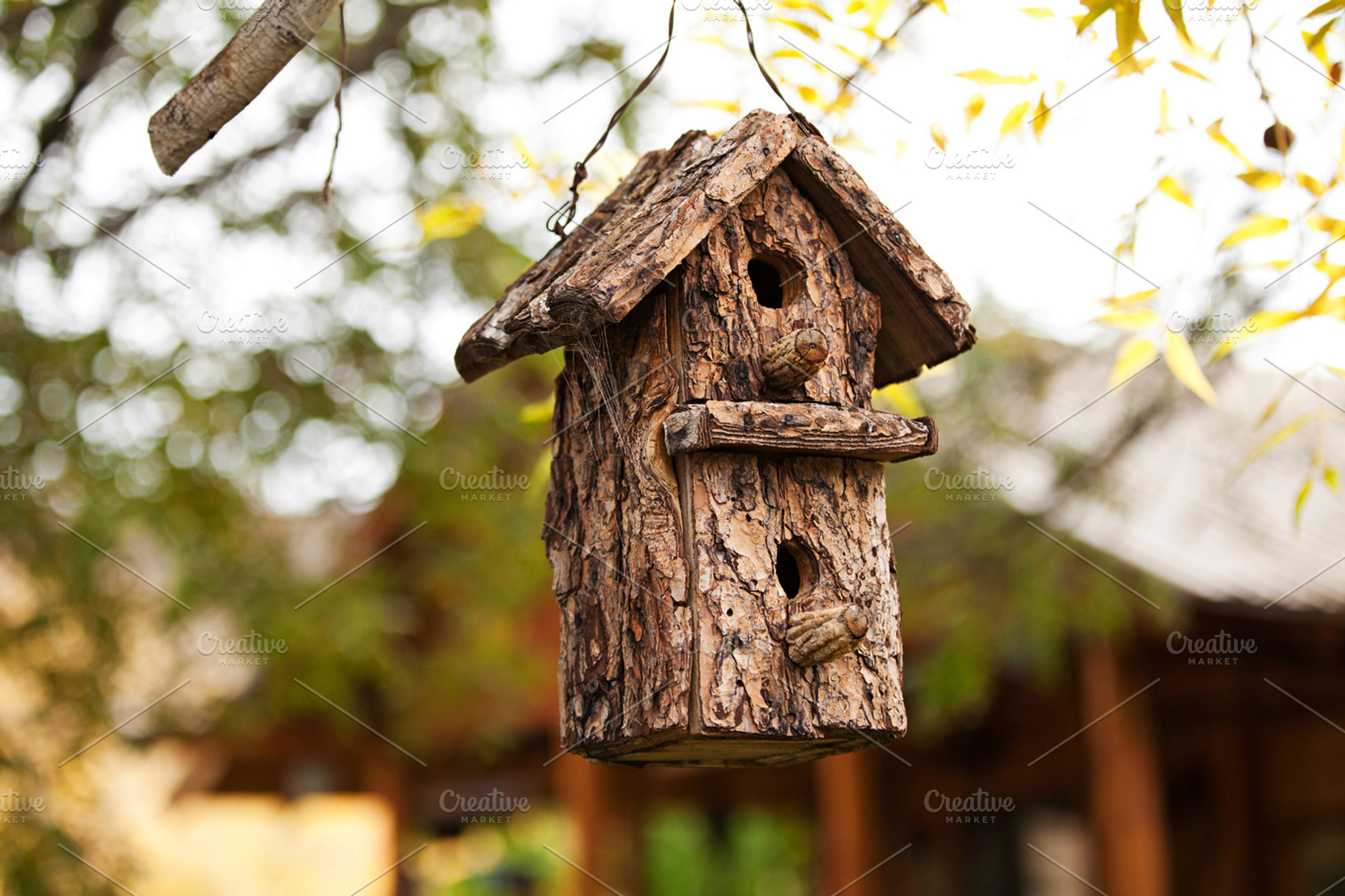 Bird house stock photo containing bird and house