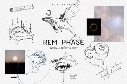 REM Phase: Surreal Line Art Clipart