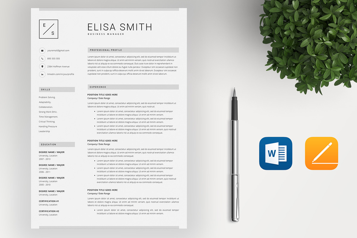 Elegant Resume Template / 4 pages, a Resume Template by SalientResume (Photo 2 of 5)