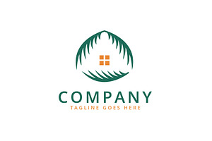 Coconut palm leaf house logo design, a Branding & Logo Template by Amadul11