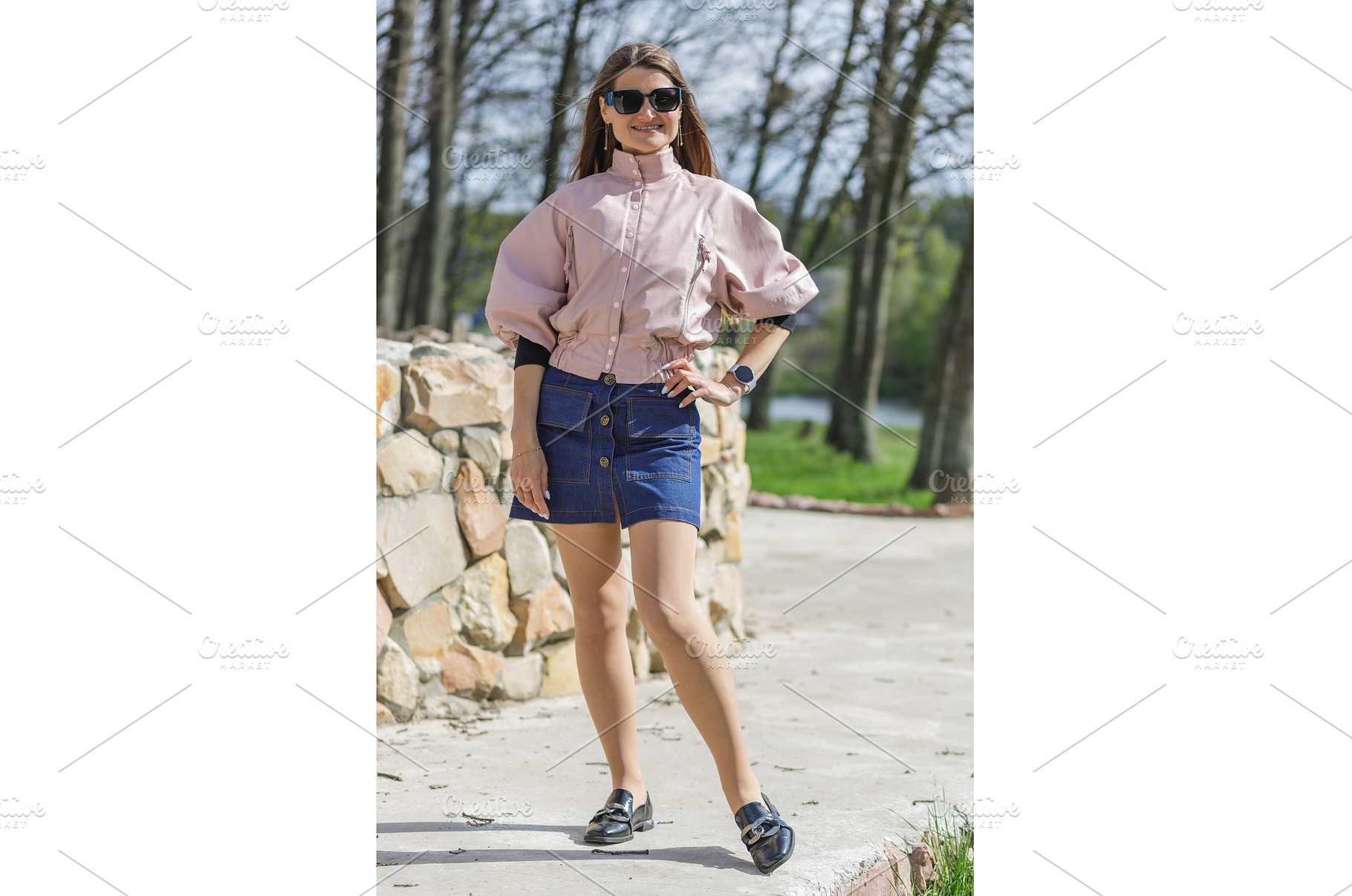 Young woman in pink jacket and denim, a Person Photo by serkum