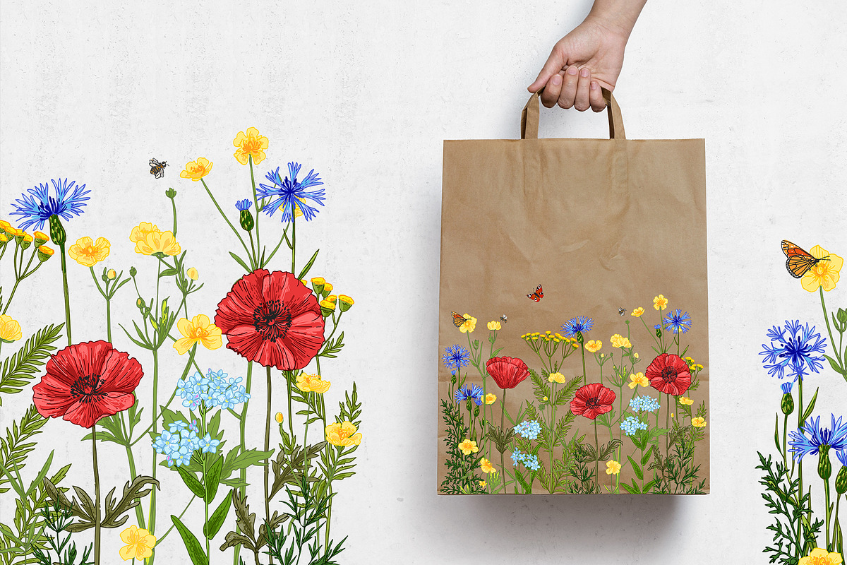 Wild herbs. Wildflowers in summer, a Decorative Illustration by irina.vaneeva (Photo 6 of 8)