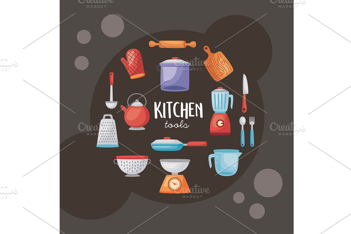 kitchen tools lettering, an Object Illustration by studiogstock