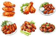 Buffalo Wing Clipart, an Illustration by DreamArtGraphic (Thumbnail 2 of 4)