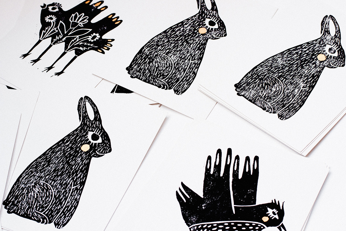 CUTE ANIMALS | Linocut | Vintage, an Animal Illustration by Mii Lab (Photo 9 of 11)