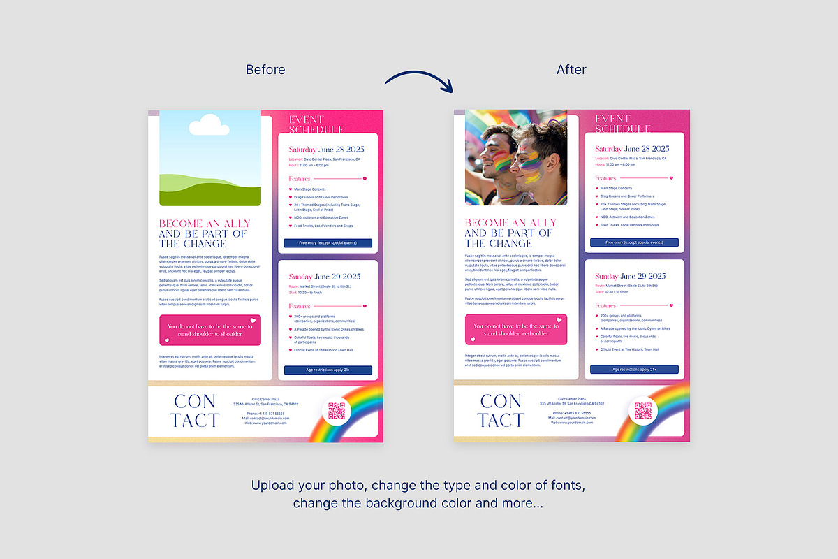 LGBT Parade Flyer Canva Template, a Flyer Template by artbart (Photo 9 of 9)