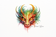 Mystic Dragon Watercolor Clipart, an Animal Illustration by New-School-Wave (Thumbnail 3 of 5)