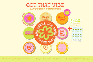 Got that Vibe Sticker Templates, a Stationery Template by Hell Yeah Designs