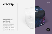 Ottoman Cube and Round Mockup Set, a Product Mockup by Creatsy (Thumbnail 1 of 7)