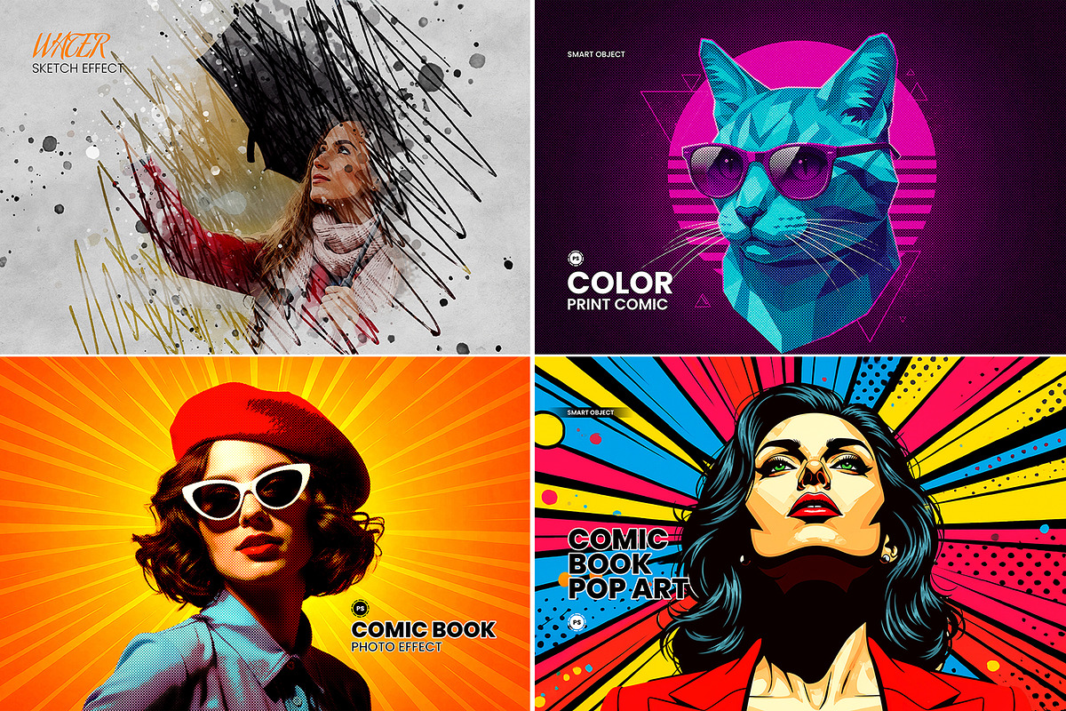 Comic Pop Art Photo Effect Bundle, a Layer Style Add-On by graphypix (Photo 2 of 11)