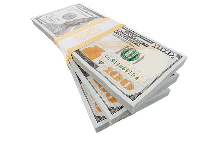 Stacks of Dollar Bills Isolated