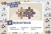 6 Hybrid Work Concepts, a Person Illustration by VectorMine (Thumbnail 1 of 6)