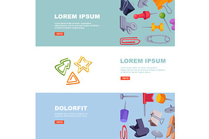 Office supplies. horizontal banners, a Finance Illustration by Onyx