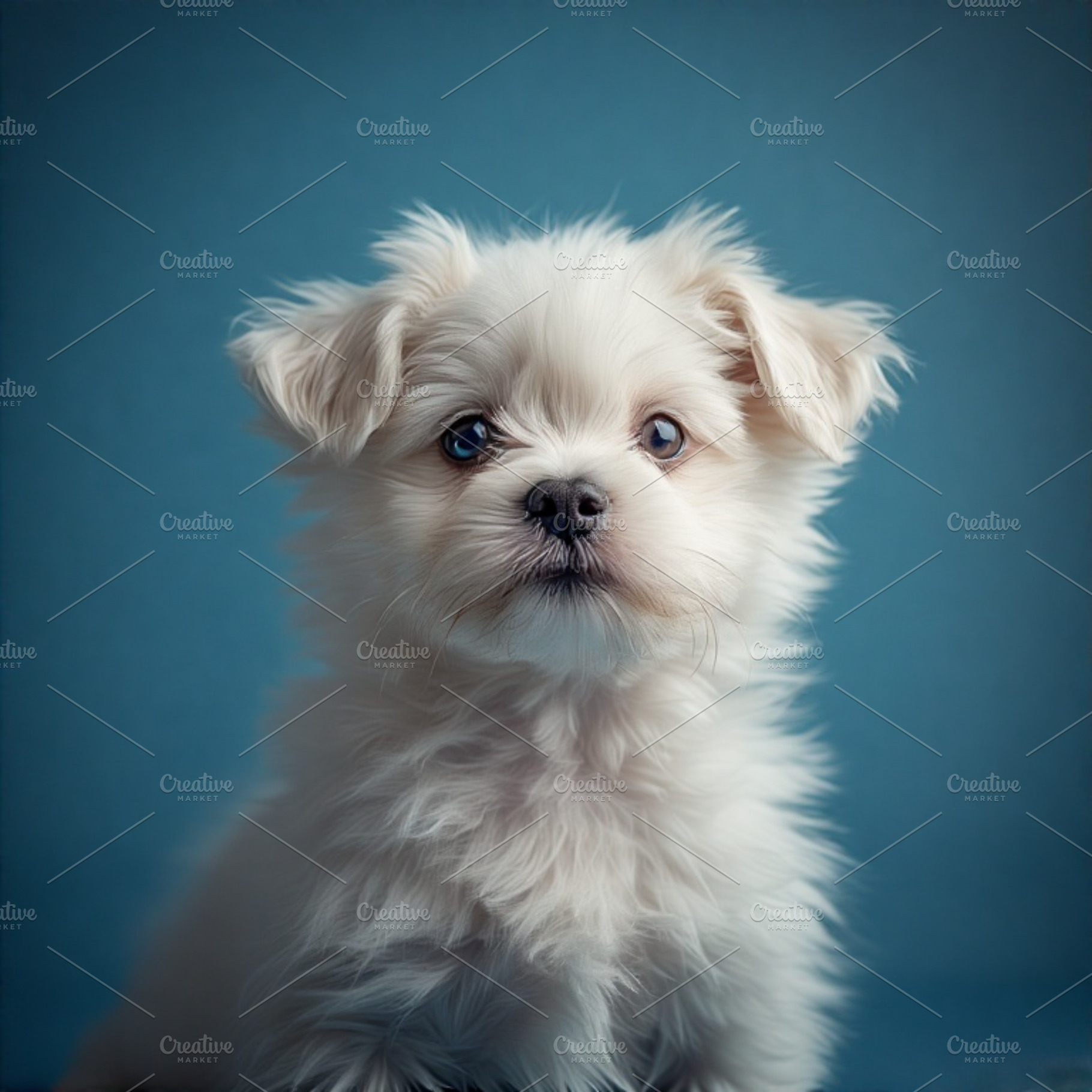Cute funny white puppy dog image, a Photo by ComfortQ